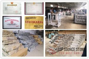 Interior view of a factory producing cement stacked stone ledger panels.
