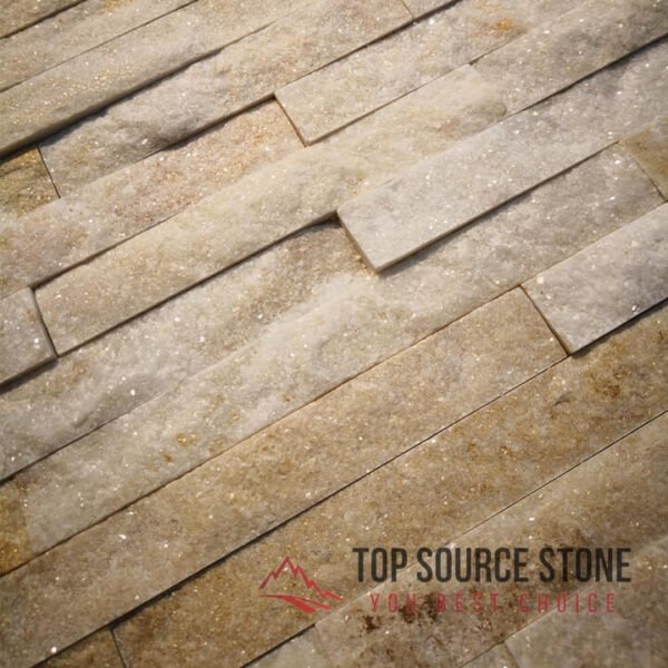 Cream Quartz Split Face Mosaic Ledge Stone Feature Wall Tiles