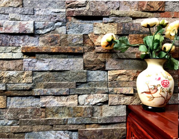 stacked stone outdoor feature walls