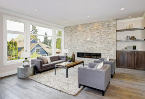 Beautiful stone fireplace showcasing various stone textures