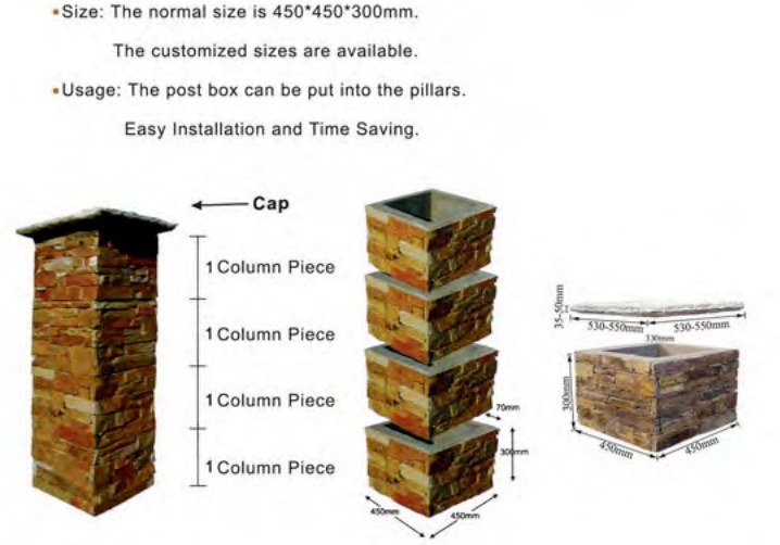 Installation of a standard pillar kit for outdoor use