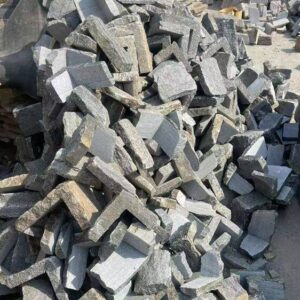 Close-up of an elegant stacked stone wall panel in various shades