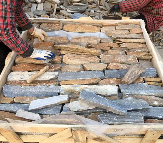 Natural free form loose stone cladding with varied textures and colors