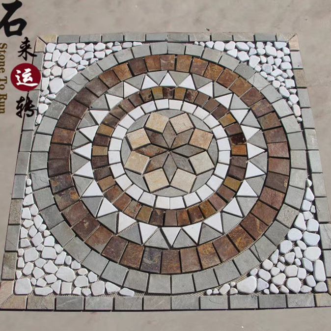 Elegant slate medallion featuring intricate designs for home decor