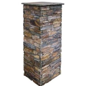 Beautiful stacked stone column with natural texture and color
