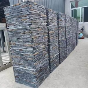 Elegant stacked stone column showcasing natural textures and hues