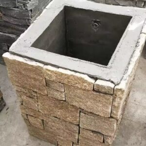 A beautifully crafted stacked stone column showcasing natural textures.