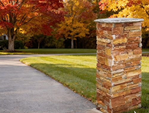 Beautiful stacked stone columns showcasing natural textures