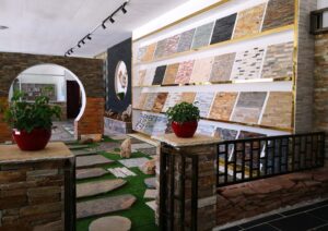 Beautifully crafted stacked stone columns showcasing natural textures