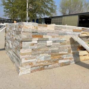 Beautiful stacked stone corner showcasing textured stones in natural colors