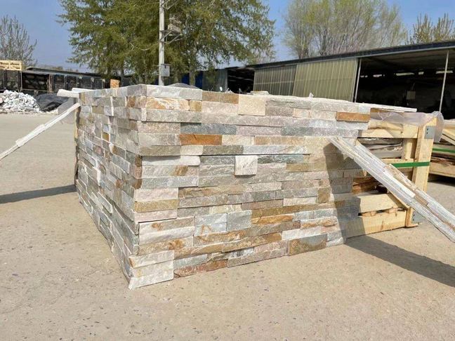 Beautiful stacked stone corner showcasing textured stones in natural colors