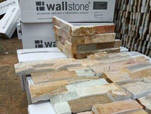 Corner detail of elegant stacked stone design