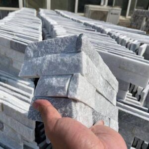 Close-up view of an elegant stacked stone corner feature