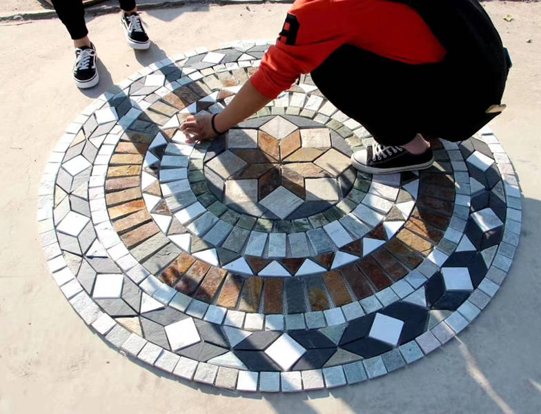 Beautiful mosaic medallion showcasing intricate design and vibrant colors