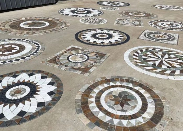 Intricate mosaic medallion showcasing vibrant patterns and colors