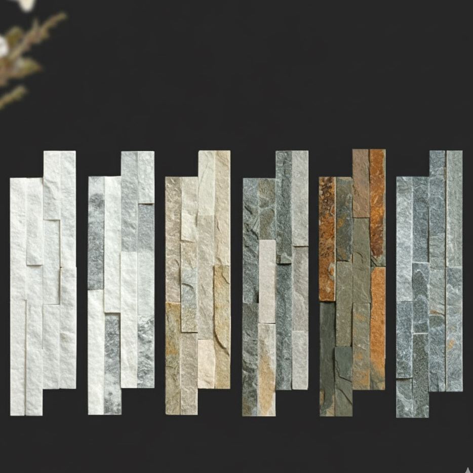 Close-up of split face wall tiles showcasing textured surface