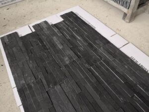 High-quality black stacked stone panels for wall cladding and interior design